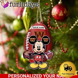 Personalized Name NFL Washington Commanders Football Mickey Mouse Ornament