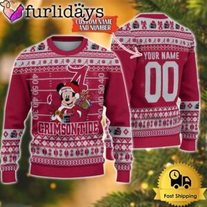 Personalized NCAA Alabama Crimson Tide Mickey Christmas Ugly Sweater