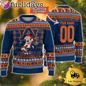 Personalized NCAA Auburn Tigers Mickey Christmas Ugly Sweater