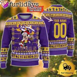 Personalized NCAA LSU Tigers Mickey Christmas Ugly Sweater