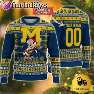 Personalized NCAA Michigan Wolverines Mickey Christmas…