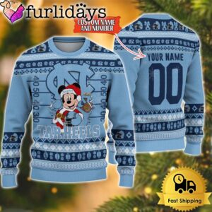 Personalized NCAA North Carolina Tar Heels Mickey Christmas Ugly Sweater