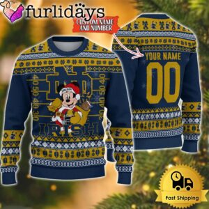 Personalized NCAA Notre Dame Fighting Irish Mickey Christmas Ugly Sweater