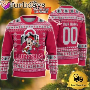 Personalized NCAA Ohio State Buckeyes Mickey Christmas Ugly Sweater