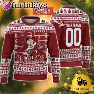 Personalized NCAA Oklahoma Sooners Mickey Christmas Ugly Sweater