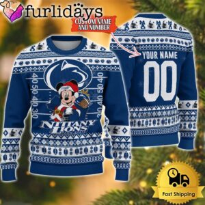 Personalized NCAA Penn State Nittany Lions Mickey Christmas Ugly Sweater