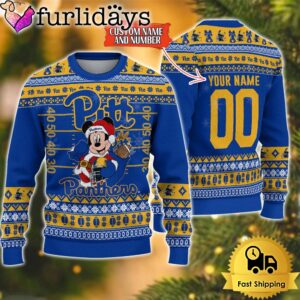 Personalized NCAA Pittsburgh Panthers Mickey Christmas Ugly Sweater