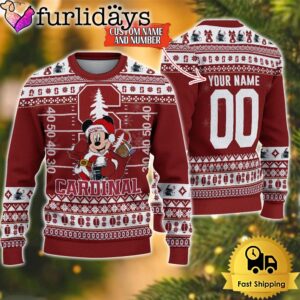 Personalized NCAA Stanford Cardinal Mickey Christmas Ugly Sweater