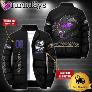 Personalized NFL Baltimore Ravens Mascot Puffer Jacket