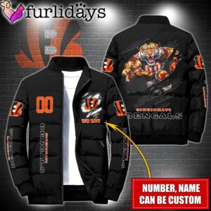 Personalized NFL Cincinnati Bengals Warrior Mascot Puffer Jacket