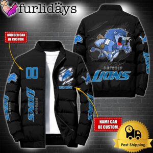 Personalized NFL Detroit Lions Mascot Puffer Jacket