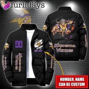 Personalized NFL Minnesota Vikings Warrior Mascot Puffer Jacket