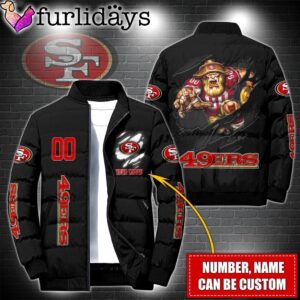 Personalized NFL San Francisco 49ers Warrior Mascot Puffer Jacket