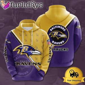 Purple Baltimore Ravens Logo Mascot 3D Hoodie