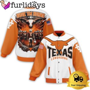 Texas Longhorns Football Hook Em Horns Baseball Jacket