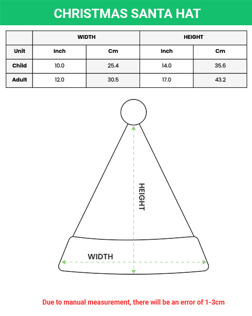 SIZECHART SANTA HAT