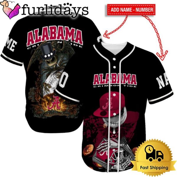 Alabama Crimson Tide Skull Halloween Custom Name And Number Baseball Jersey