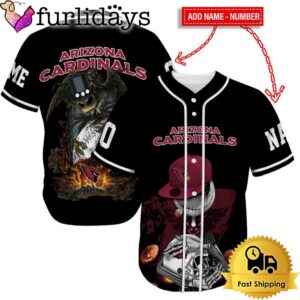 Arizona Cardinals Skull Halloween Custom Name And Number Baseball Jersey