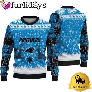 Carolina Panthers Reindeer Football Ugly Christmas…