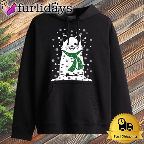 Cat Shaped Snowman Funny Christmas Hoodie