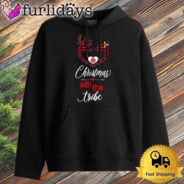 Christmas Family Gift Xmas With The Tribe Heart Reindeer Hoodie