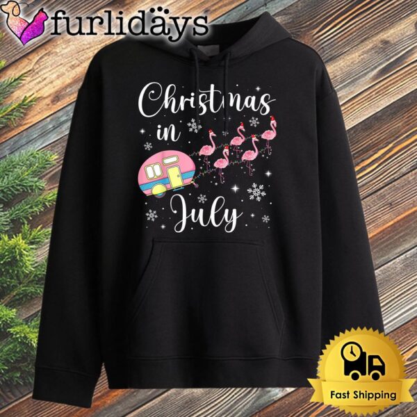 Christmas In July Flamingo Pink Funny Camping Camper Squad Hoodie