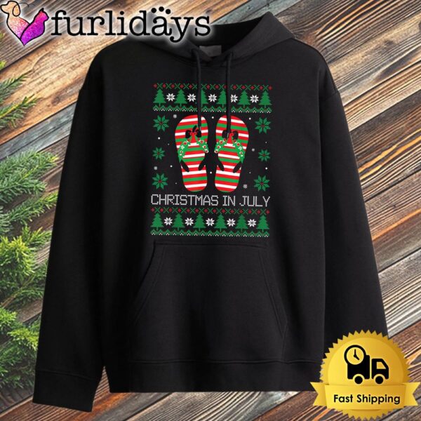 Christmas In July Flip Flops Ugly Sweater Style Summer Beach Hoodie