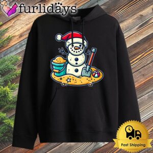 Christmas In July Sand Snowman Santa Hat Shovel Xmas Beach Hoodie