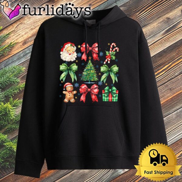 Christmas Tree Coquette Bow Santa Claus Candy Hoodie