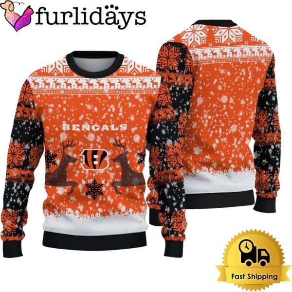 Cincinnati Bengals Reindeer Football Ugly Christmas Sweater