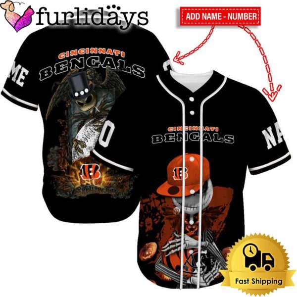 Cincinnati Bengals Skull Halloween Custom Name And Number Baseball Jersey