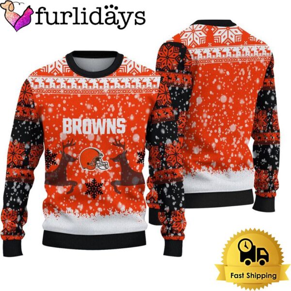 Cleveland Browns Reindeer Football Ugly Christmas Sweater