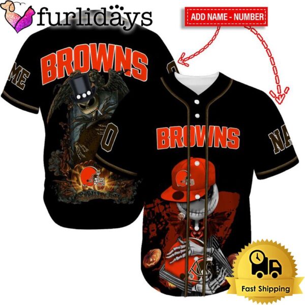 Cleveland Browns Skull Halloween Custom Name And Number Baseball Jersey