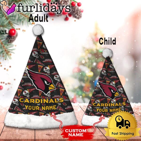 Custom Name NFL Arizona Cardinals Logo Team Christmas Santa Hat