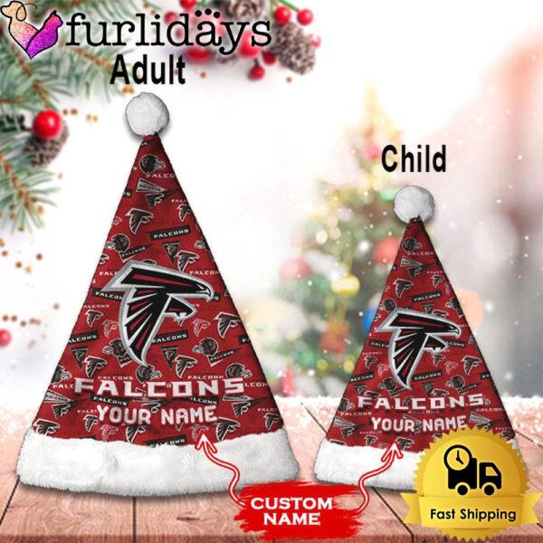 Custom Name NFL Atlanta Falcons Logo Team Christmas Santa Hat