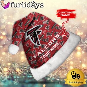 Custom Name NFL Atlanta Falcons Logo Team Christmas Santa Hat