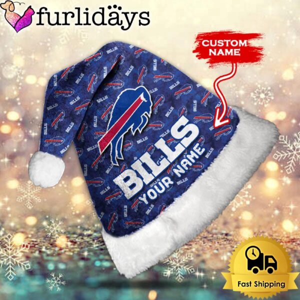 Custom Name NFL Buffalo Bills Logo Team Christmas Santa Hat