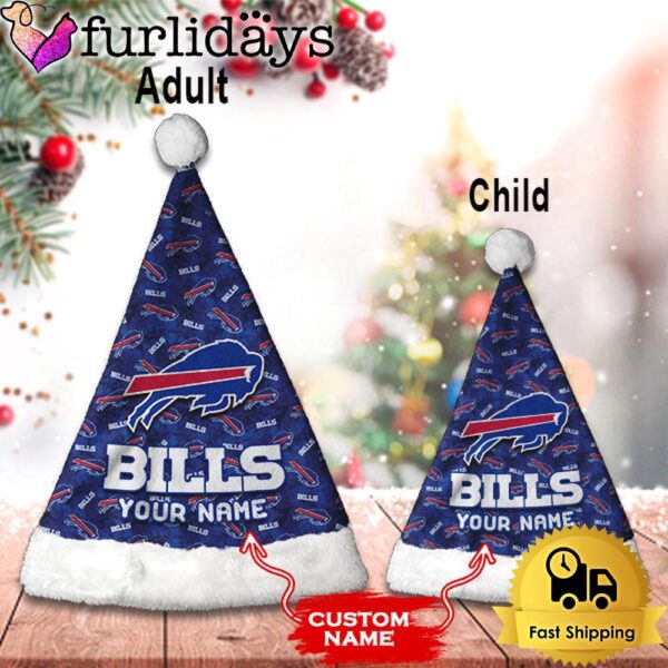 Custom Name NFL Buffalo Bills Logo Team Christmas Santa Hat