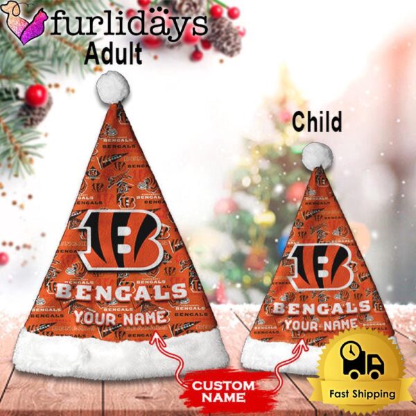 Custom Name NFL Cincinnati Bengals Logo Team Christmas Santa Hat