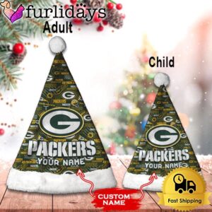 Custom Name NFL Green Bay Packers Logo Team Christmas Santa Hat