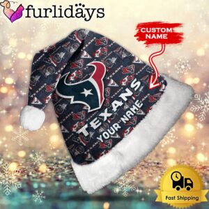 Custom Name NFL Houston Texans Logo Team Christmas Santa Hat