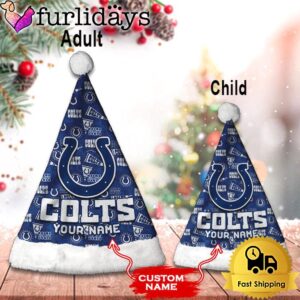 Custom Name NFL Indianapolis Colts Logo Team Christmas Santa Hat