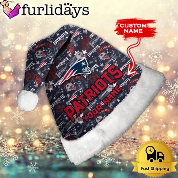 Custom Name NFL New England Patriots Logo Team Christmas Santa Hat