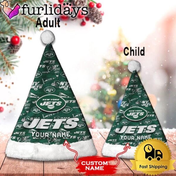 Custom Name NFL New York Jets Logo Team Christmas Santa Hat