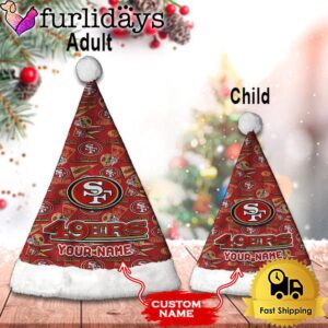 Custom Name NFL San Francisco 49ers Logo Team Christmas Santa Hat