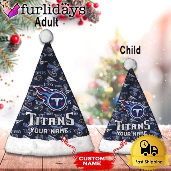 Custom Name NFL Tennessee Titans Logo Team Christmas Santa Hat