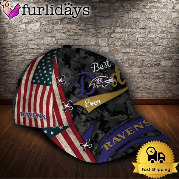 Custom NFL Baltimore Ravens Best Dad Camo All Over Print 3D Classic Cap