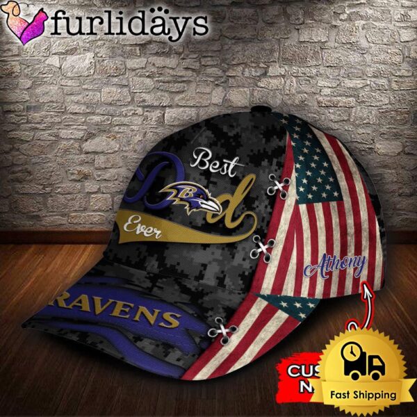 Custom NFL Baltimore Ravens Best Dad Camo All Over Print 3D Classic Cap