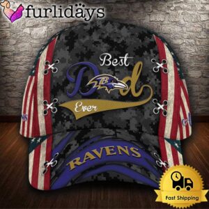 Custom NFL Baltimore Ravens Best Dad Camo All Over Print 3D Classic Cap