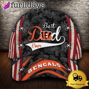 Custom NFL Cincinnati Bengals Best Dad USA Flag All Over Print 3D Baseball Cap